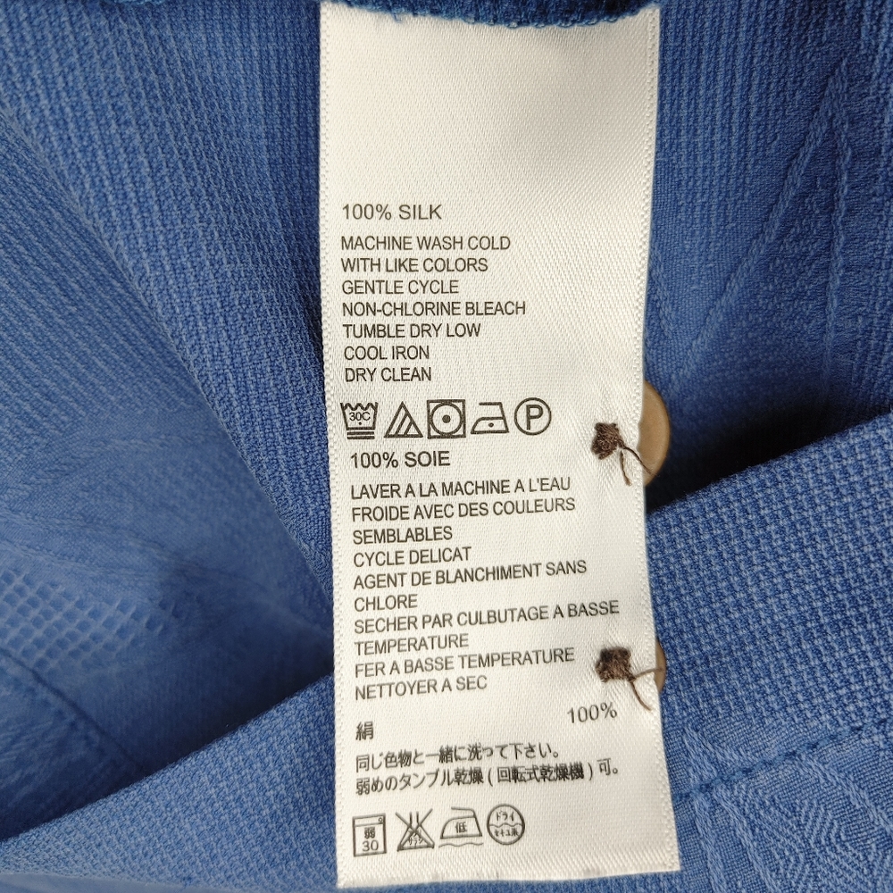 TOMMY BAHAMA ORIGINAL FIT JACQUARD PALM LEAF PRINT CAMP SHIRT, BRIGHT COBALT XL - Picture 12 of 13